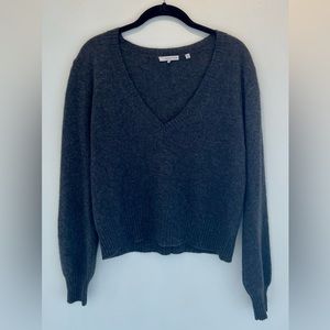 100% Cashmere Charcoal Grey V-Neck Sweater by 360 Cashmere